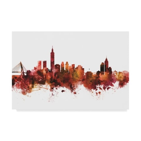 Michael Tompsett 'Taipei Taiwan Skyline Red' Canvas Art,22x32